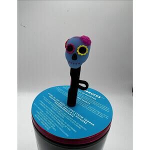 Starbucks Dia De Muertos 24oz Tumbler Cup Glow Dark Skull Straw Holographic